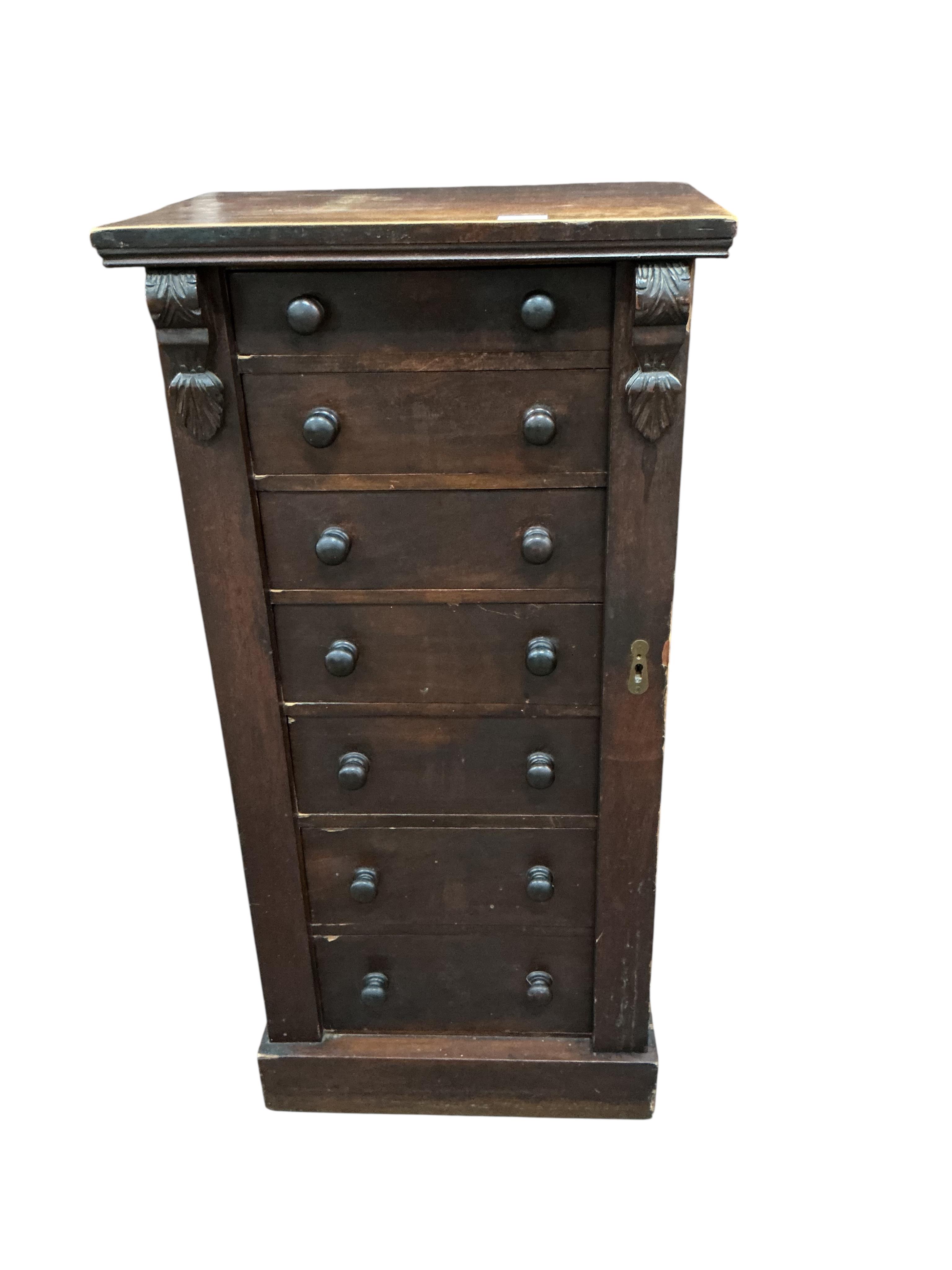 A Victorian mahogany Wellington chest, width 52cm, depth 35cm, height 106cm